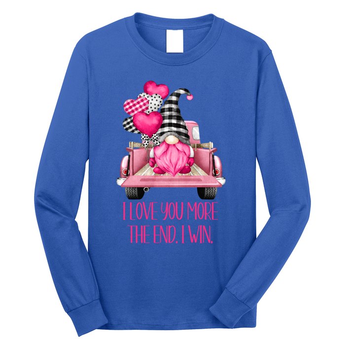 I Love You More Pink Gnome Truck Valentines Day Gift Long Sleeve Shirt