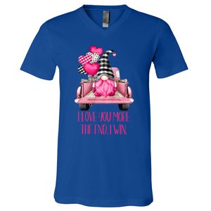 I Love You More Pink Gnome Truck Valentines Day Gift V-Neck T-Shirt