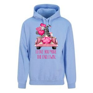 I Love You More Pink Gnome Truck Valentines Day Gift Unisex Surf Hoodie