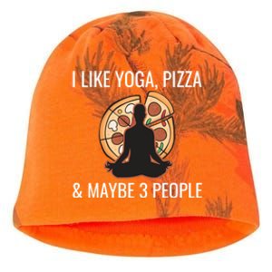 I Like Yoga Pizza And Maybe 3 People Funny Introvert Gift Meaningful Gift Kati - Camo Knit Beanie