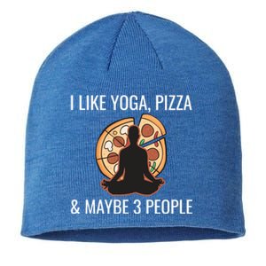 I Like Yoga Pizza And Maybe 3 People Funny Introvert Gift Meaningful Gift Sustainable Beanie