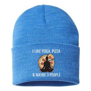 I Like Yoga Pizza And Maybe 3 People Funny Introvert Gift Meaningful Gift Sustainable Knit Beanie