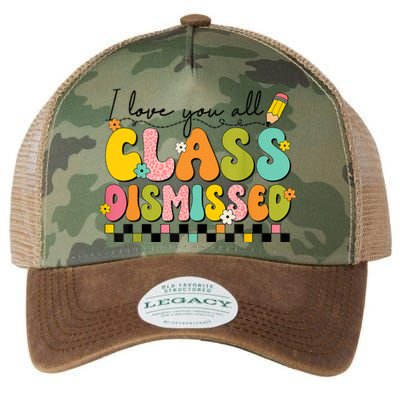 I Love You All Class Dismissed Retro Groovy Teacher Last Day Legacy Tie Dye Trucker Hat