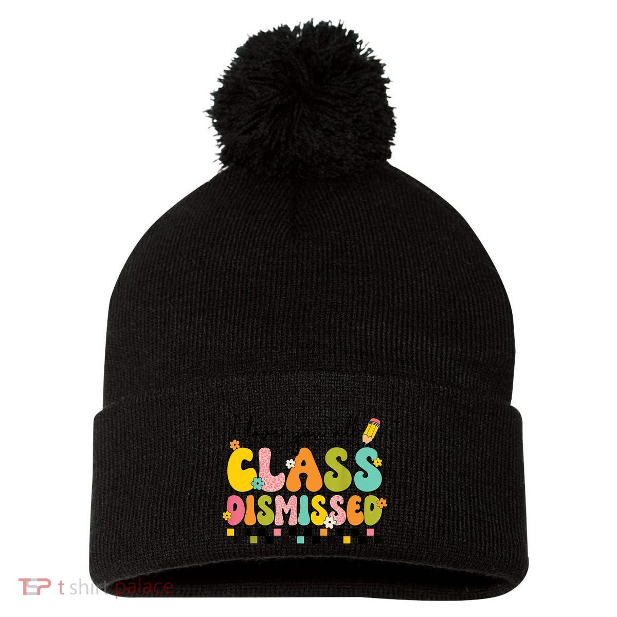 I Love You All Class Dismissed Retro Groovy Teacher Last Day Pom Pom 12in Knit Beanie