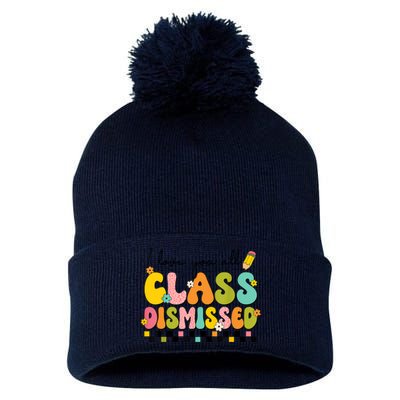 I Love You All Class Dismissed Retro Groovy Teacher Last Day Pom Pom 12in Knit Beanie