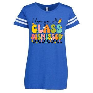 I Love You All Class Dismissed Retro Groovy Teacher Last Day Enza Ladies Jersey Football T-Shirt