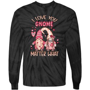 I Love You Gnome Valentines Gift For Valentine Day Tie-Dye Long Sleeve Shirt