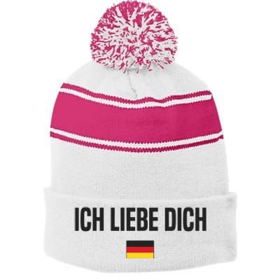 I Love You In German Language Germany Funny German Saying Stripe Pom Pom Beanie