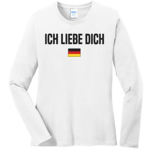 I Love You In German Language Germany Funny German Saying Ladies Long Sleeve Shirt