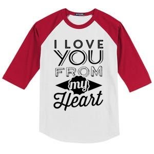 I Love You From My Heart Happy Valentine's Day White Pink Gift Kids Colorblock Raglan Jersey