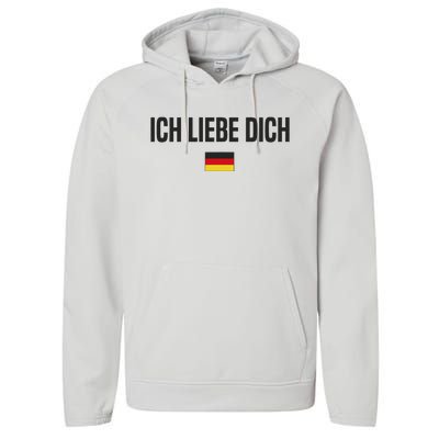 I Love You In German Language Germany Funny German Saying Performance Fleece Hoodie