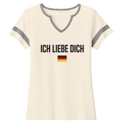 I Love You In German Language Germany Funny German Saying Ladies Halftime Notch Neck Tee