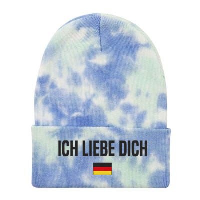 I Love You In German Language Germany Funny German Saying Tie Dye 12in Knit Beanie