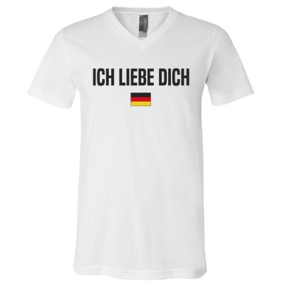 I Love You In German Language Germany Funny German Saying V-Neck T-Shirt