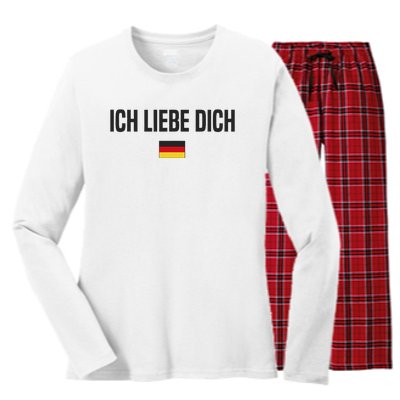 I Love You In German Language Germany Funny German Saying Women's Long Sleeve Flannel Pajama Set 