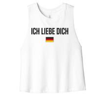 I Love You In German Language Germany Funny German Saying Women's Racerback Cropped Tank