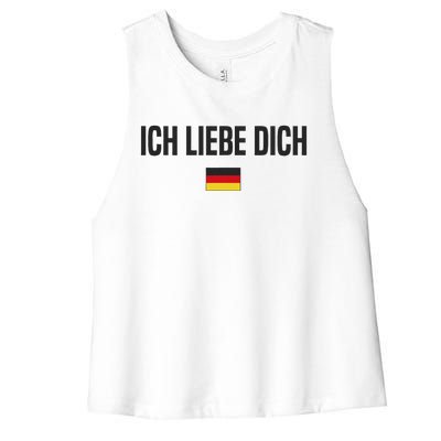 I Love You In German Language Germany Funny German Saying Women's Racerback Cropped Tank