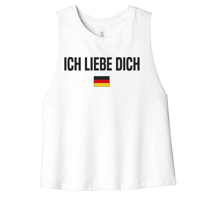 I Love You In German Language Germany Funny German Saying Women's Racerback Cropped Tank