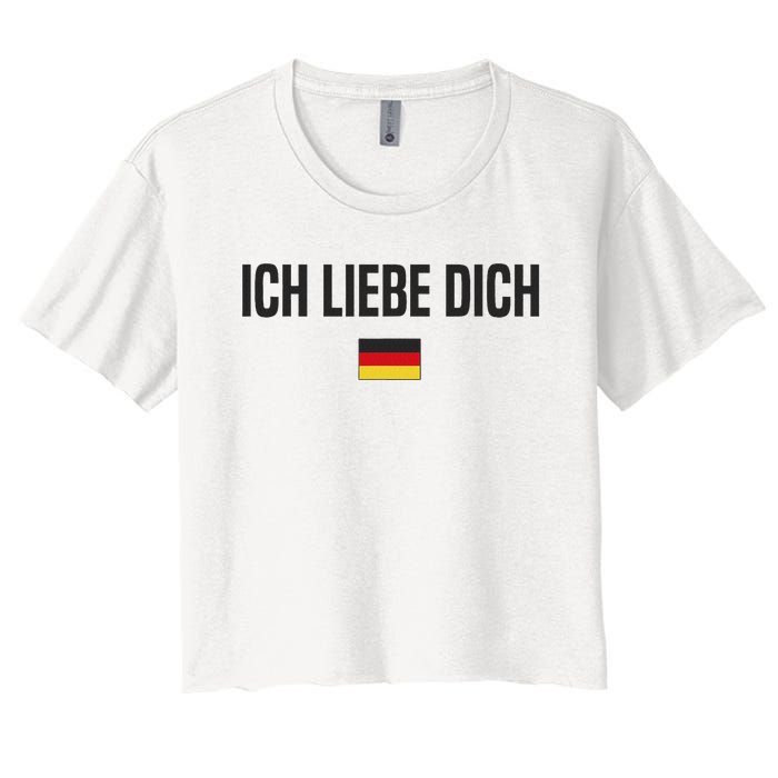 I Love You In German Language Germany Funny German Saying Women's Crop Top Tee