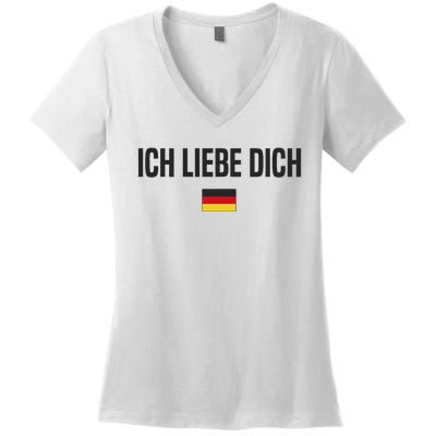 I Love You In German Language Germany Funny German Saying Women's V-Neck T-Shirt