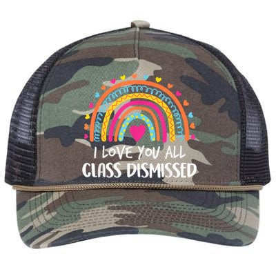 I Love You All Class Dismissed Teacher Last Day Of School Retro Rope Trucker Hat Cap