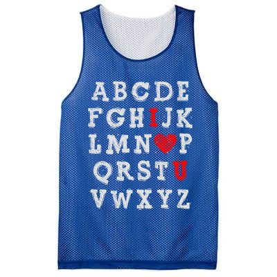 I Love You Abc Alphabet English Teacher Valentines Day Lover Gift Mesh Reversible Basketball Jersey Tank