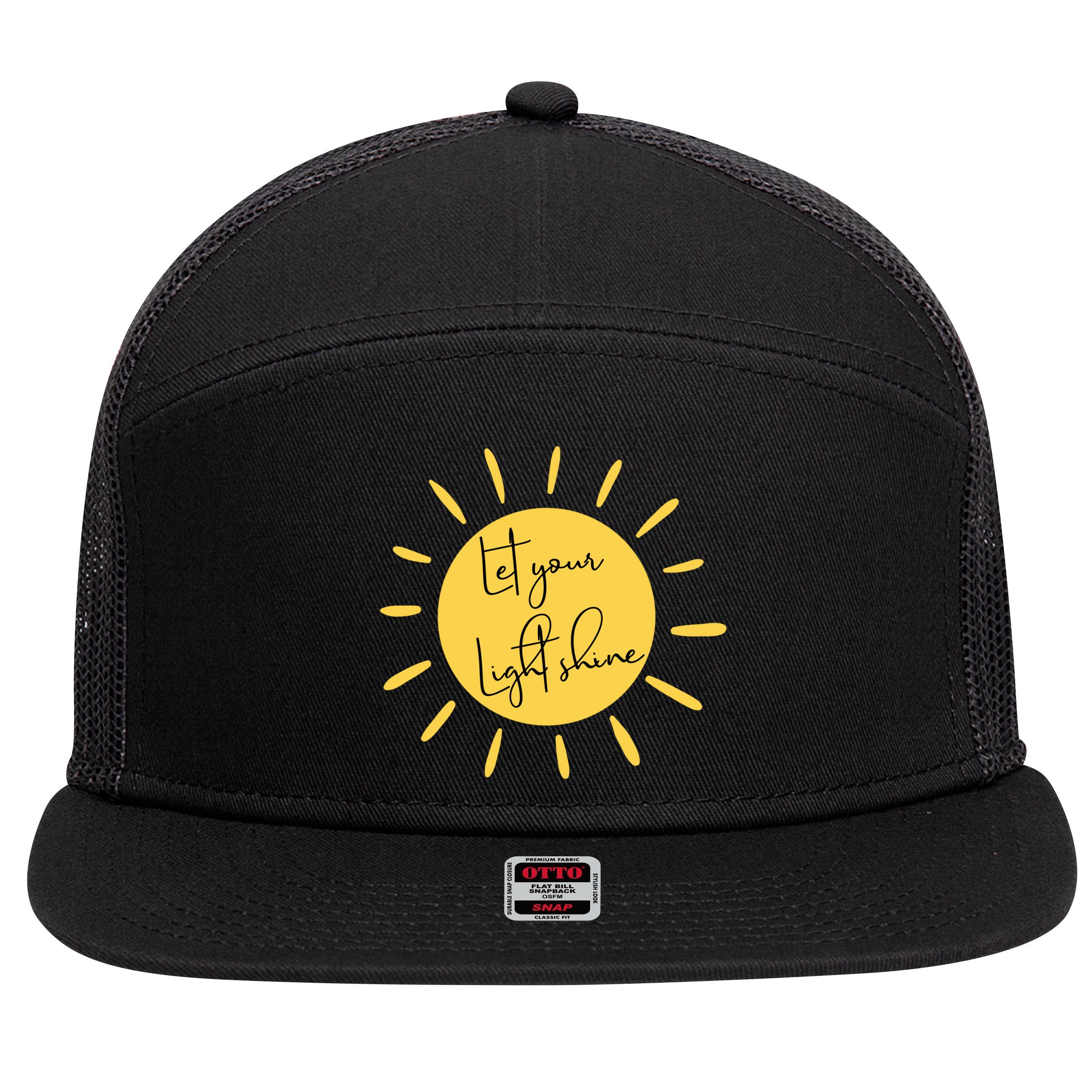 Inspirational Let Your Light Shine Quote Motivational Funny Gift 7 Panel Mesh Trucker Snapback Hat