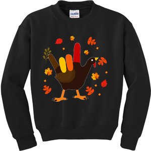 I Love You Hand Sign Turkey Cool ASL Thanksgiving Kids Sweatshirt