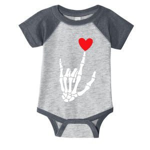 I Love You Skeleton Hand Sign Asl Heart ValentineS Day Infant Baby Jersey Bodysuit