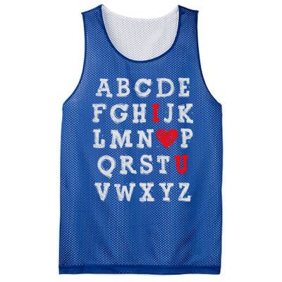 I Love You Abc Alphabet English Teacher Valentines Day Lover Gift Mesh Reversible Basketball Jersey Tank