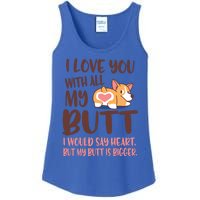 I Love You With All My Butt Funny Corgi Dog Valentine's Day Gift Ladies Essential Tank