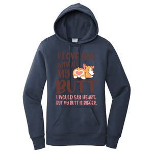 I Love You With All My Butt Funny Corgi Dog Valentine's Day Gift Women's Pullover Hoodie