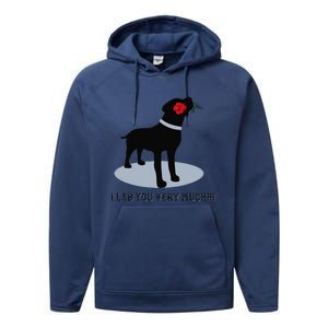 'I Lab You Very Much' Valentine's Day Black Labrador Performance Fleece Hoodie