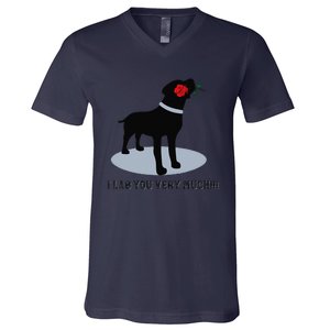 'I Lab You Very Much' Valentine's Day Black Labrador V-Neck T-Shirt