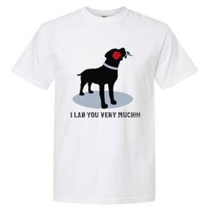 'I Lab You Very Much' Valentine's Day Black Labrador Garment-Dyed Heavyweight T-Shirt