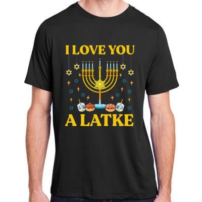 I Love You A Latke Funny Jewish Pun Hanukkah Chanukah  Adult ChromaSoft Performance T-Shirt