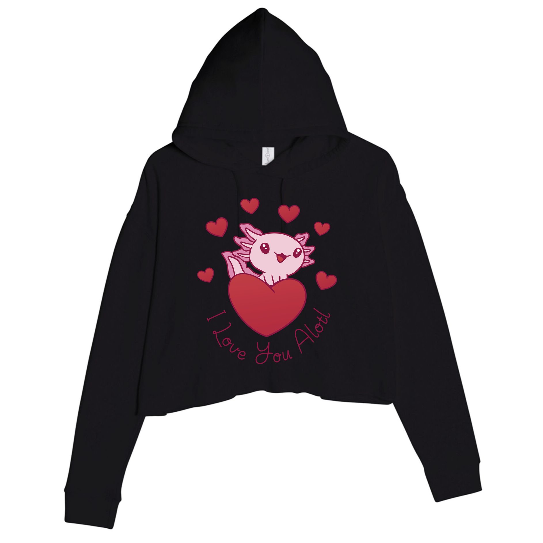 I Love You Alotl Valentines Day Crop Fleece Hoodie
