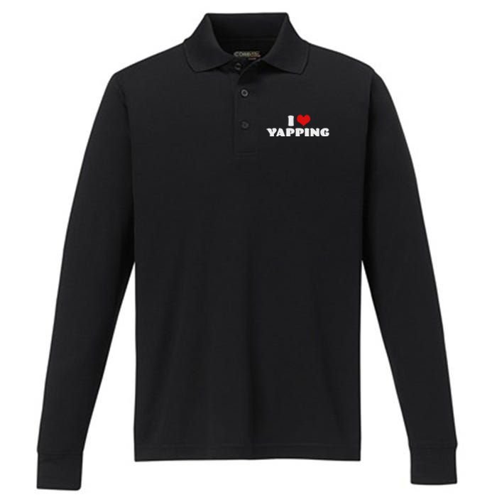 I Love Yapping I Heart Yapping Red Heart Funny Performance Long Sleeve Polo