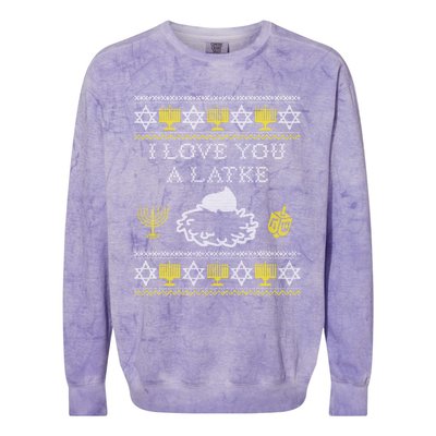 I Love You A Latke Great Gift Funny Chanukah Funny Gift Hanukkah Great Gift Colorblast Crewneck Sweatshirt