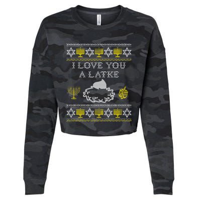 I Love You A Latke Great Gift Funny Chanukah Funny Gift Hanukkah Great Gift Cropped Pullover Crew