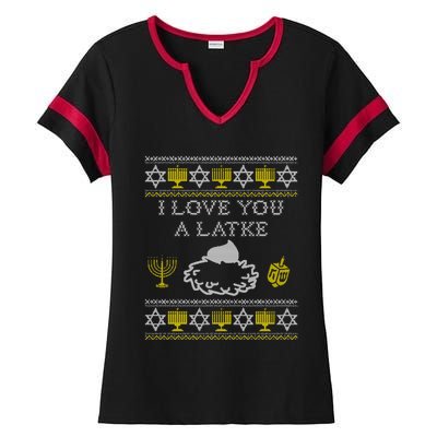 I Love You A Latke Great Gift Funny Chanukah Funny Gift Hanukkah Great Gift Ladies Halftime Notch Neck Tee