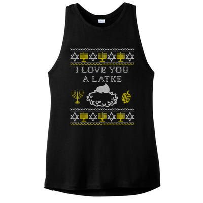 I Love You A Latke Great Gift Funny Chanukah Funny Gift Hanukkah Great Gift Ladies PosiCharge Tri-Blend Wicking Tank