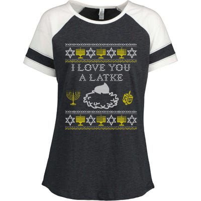 I Love You A Latke Great Gift Funny Chanukah Funny Gift Hanukkah Great Gift Enza Ladies Jersey Colorblock Tee