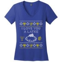 I Love You A Latke Great Gift Funny Chanukah Funny Gift Hanukkah Great Gift Women's V-Neck T-Shirt