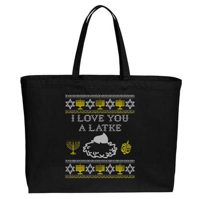 I Love You A Latke Great Gift Funny Chanukah Funny Gift Hanukkah Great Gift Cotton Canvas Jumbo Tote