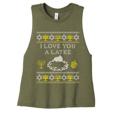 I Love You A Latke Great Gift Funny Chanukah Funny Gift Hanukkah Great Gift Women's Racerback Cropped Tank