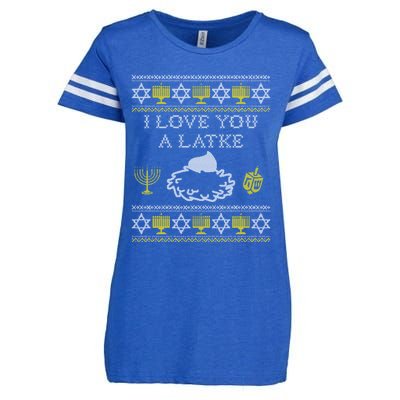 I Love You A Latke Great Gift Funny Chanukah Funny Gift Hanukkah Great Gift Enza Ladies Jersey Football T-Shirt