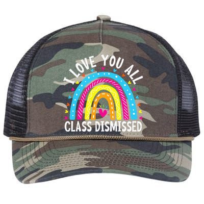 I Love You All Class Dismissed Teacher Last Day Of School Retro Rope Trucker Hat Cap