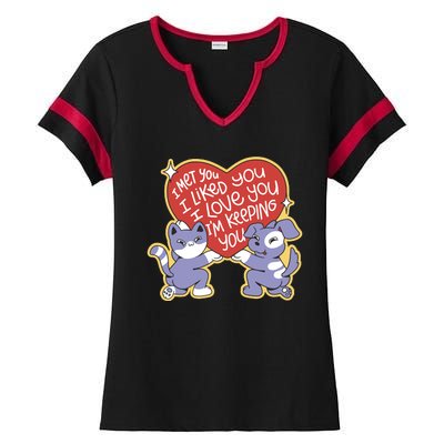 I Love You Heart Quote Cute Gift Ladies Halftime Notch Neck Tee