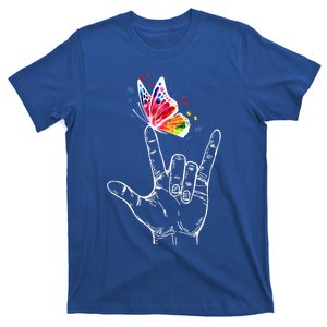 I Love You Hand Sign Language Butterfly Autism Awareness Gift T-Shirt